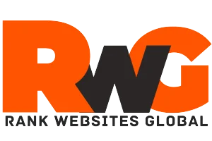 Company logo with orange and dark grey color theme with text below rank websites global